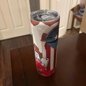 Patriotic Tumbler with Puerto Rican Flag Design